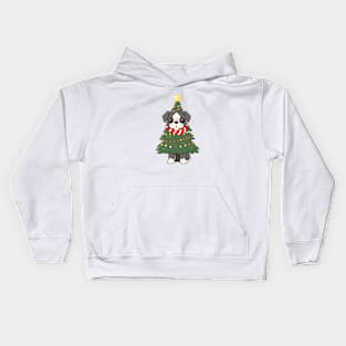 A Cute Puppy Wearing A Christmas Tree Kids Hoodie